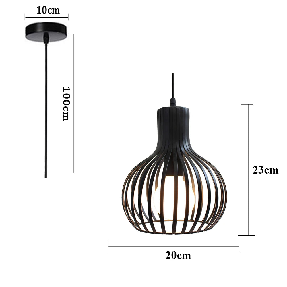 Modern E27 LED Cage Pendant Light Indoor Vintage Retro Chandelier Lighting Fixture Industrial Lamp for Living Room Kitchen Decor