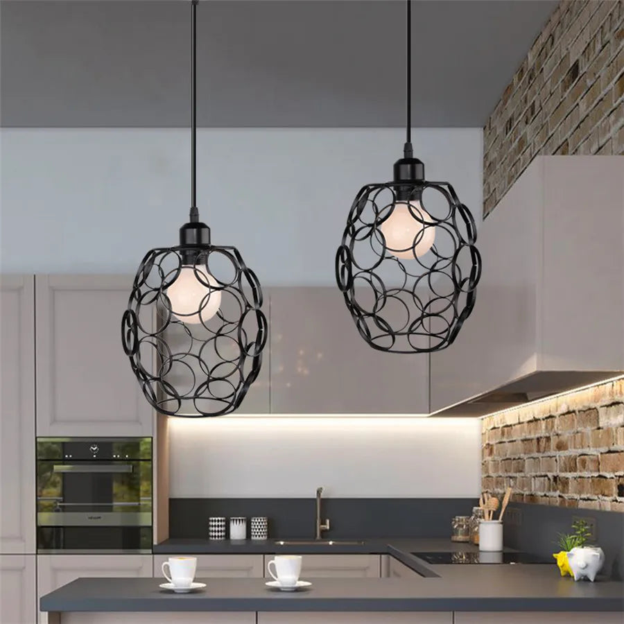 Retro Industrial Metal Pendant Light Vintage Cage Ceiling Hanging Lamp Shade for Bar Dining-room Kitchen Bedroom Hanglamp