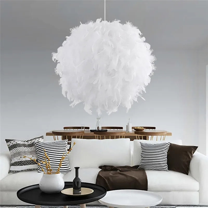 Mordern Feather Pendant Lamp Fairy Hanging Light E27 Lamp Holder for Bedroom Dining Room Cloakroom Shop Chandelier Art Decor