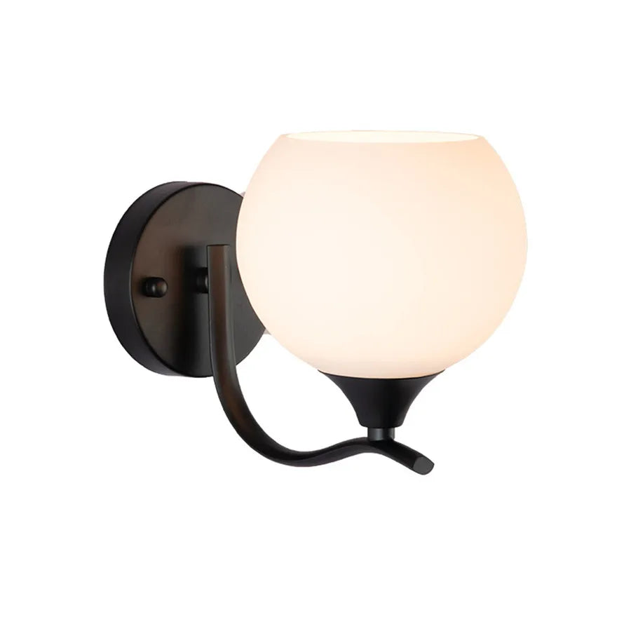 Modern Wall Sconce Mid Century Industrial Matte Globe Glass Lamp shade Wall Light Fixture for Loft Bedroom Porch Vanity Light
