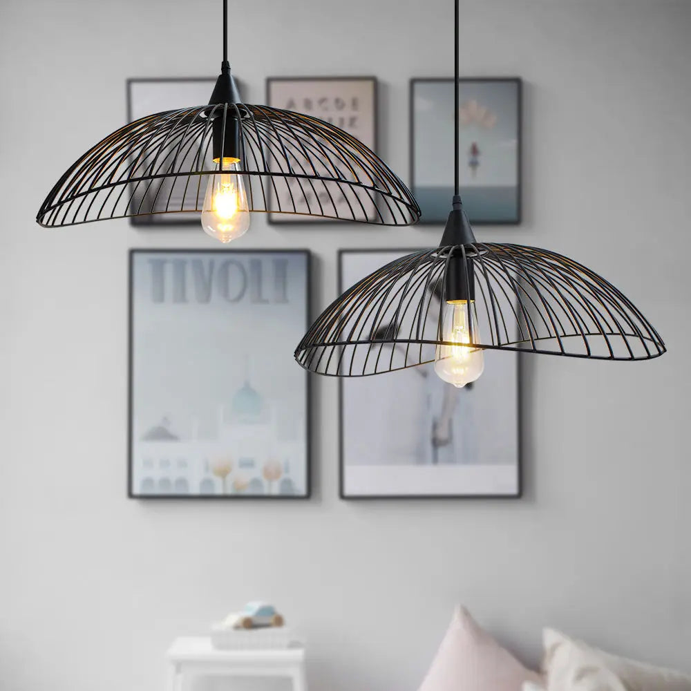 Creative Linar Hat Pendant Lamp Minimalist Modern Dining Room Bedroom Pendant Light Industrial Chandelier Art Decor Hanging Lamp