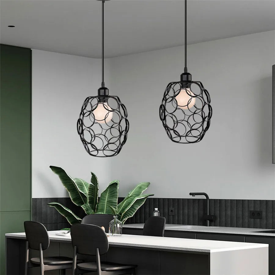 Retro Industrial Metal Pendant Light Vintage Cage Ceiling Hanging Lamp Shade for Bar Dining-room Kitchen Bedroom Hanglamp