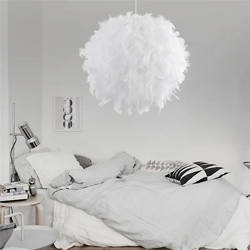 Mordern Feather Pendant Lamp Fairy Hanging Light E27 Lamp Holder for Bedroom Dining Room Cloakroom Shop Chandelier Art Decor
