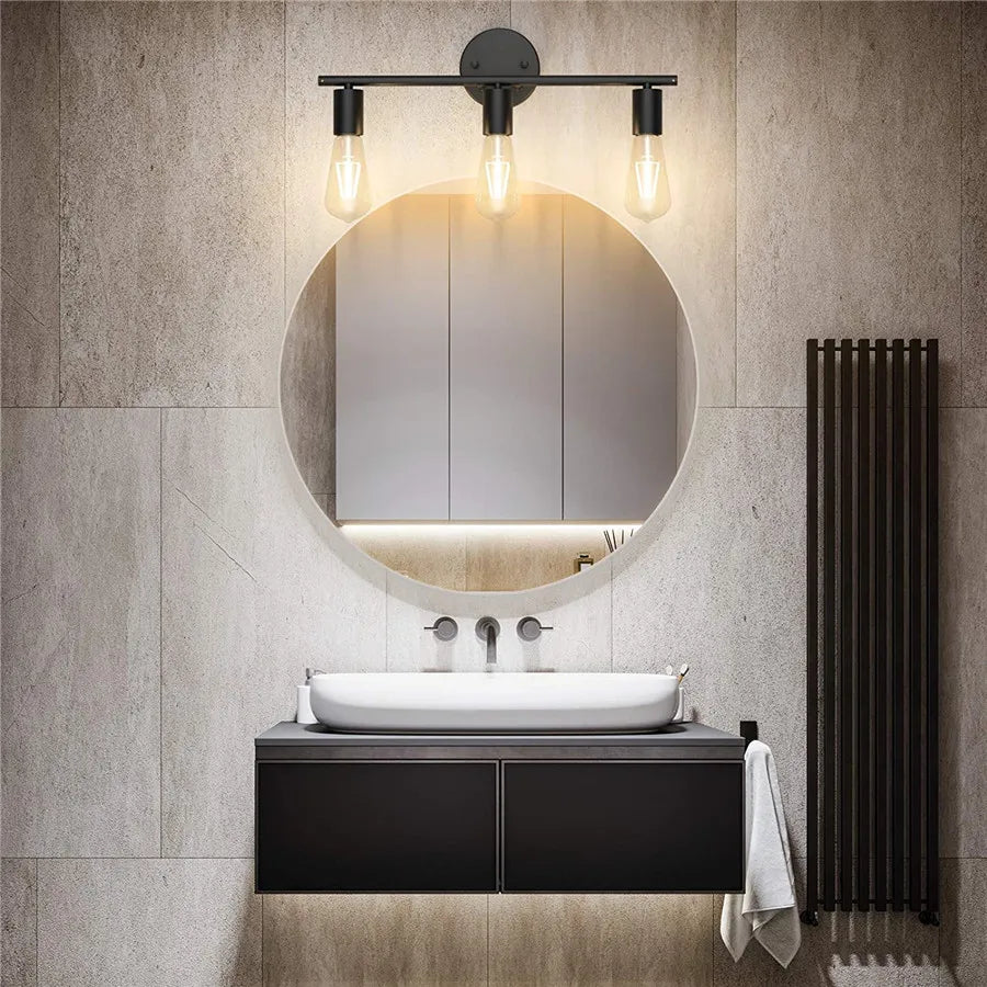 Vintage 1/3 Light Bathroom Mirror Lamp Black Metal Modern Wall Light Indoor Aisle Hallway Living Room Bedroom Decor Wall Lamp