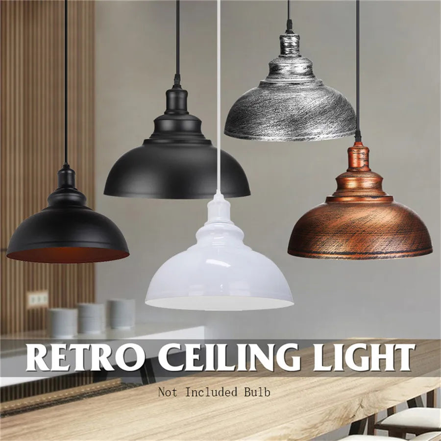 2pcs/lot American Loft Iron Pendant Lights Dining Room Store Cafe Pendant Lamp Cover Industrial Retro Kitchen Hanging Lamp Decor