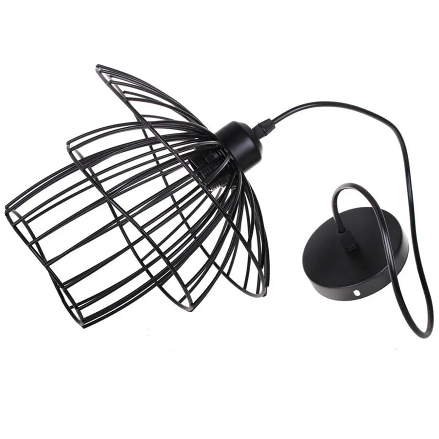 Nordic Pendant Light Industrial Vintage Loft Pendant Lamp Iron Art Cage Black Hanging Lamp for Kitchen Island Living Room Shop