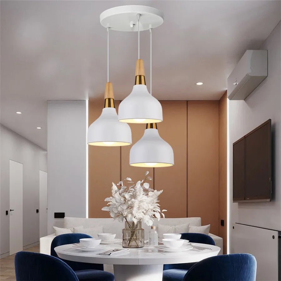 Solid Industrial Modern Metal Pendant Lights 3-Heads Pendant Lamp Nordic Loft Kitchen Lamp Room Restaurant Lighting Fixture