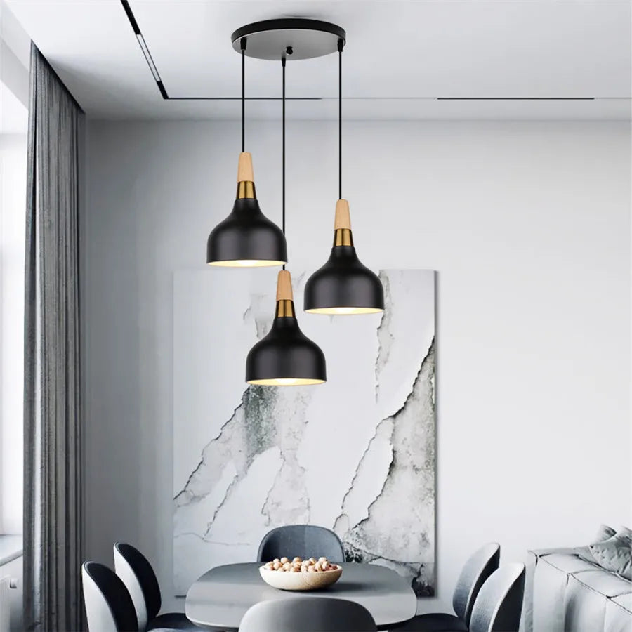 Solid Industrial Modern Metal Pendant Lights 3-Heads Pendant Lamp Nordic Loft Kitchen Lamp Room Restaurant Lighting Fixture