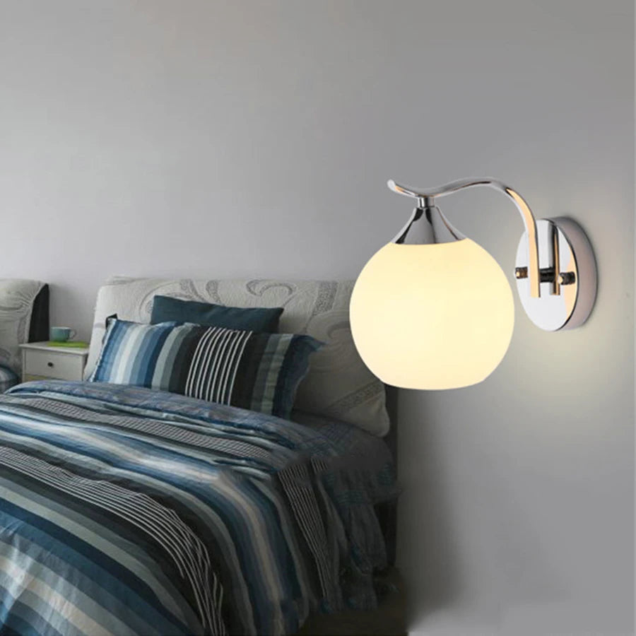 Modern Wall Sconce Mid Century Industrial Matte Globe Glass Lamp shade Wall Light Fixture for Loft Bedroom Porch Vanity Light