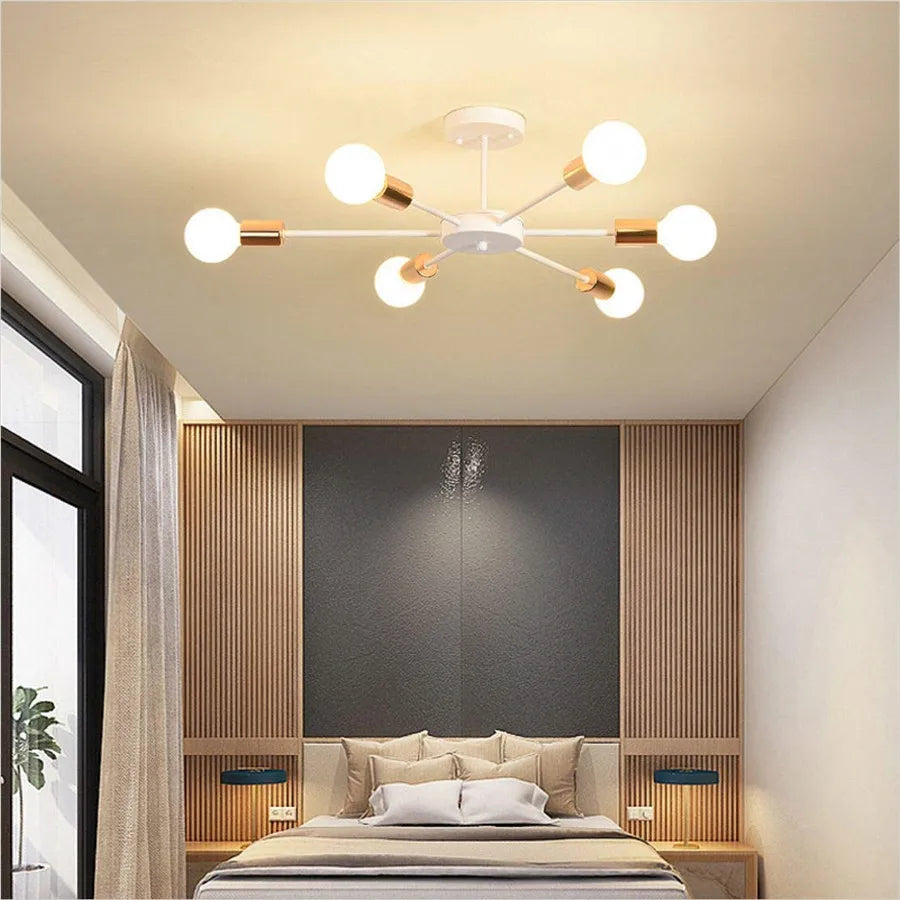 Modern Flush Mount Ceiling Light Metal Art Industrial Living Room Ceiling Lamp Multiple Lights Sputnik Painted Finish Chandelier