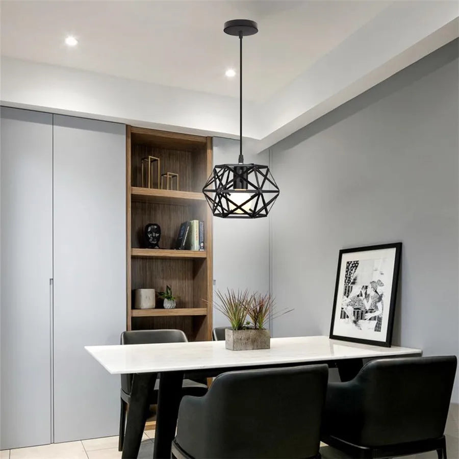 Retro Industrial Metal Pendant Light Vintage Cage Ceiling Hanging Lamp Shade for Bar Dining-room Kitchen Bedroom Hanglamp