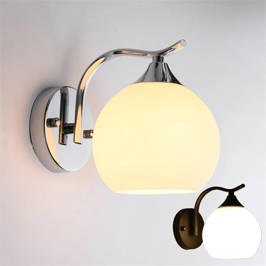 Modern Wall Sconce Mid Century Industrial Matte Globe Glass Lamp shade Wall Light Fixture for Loft Bedroom Porch Vanity Light