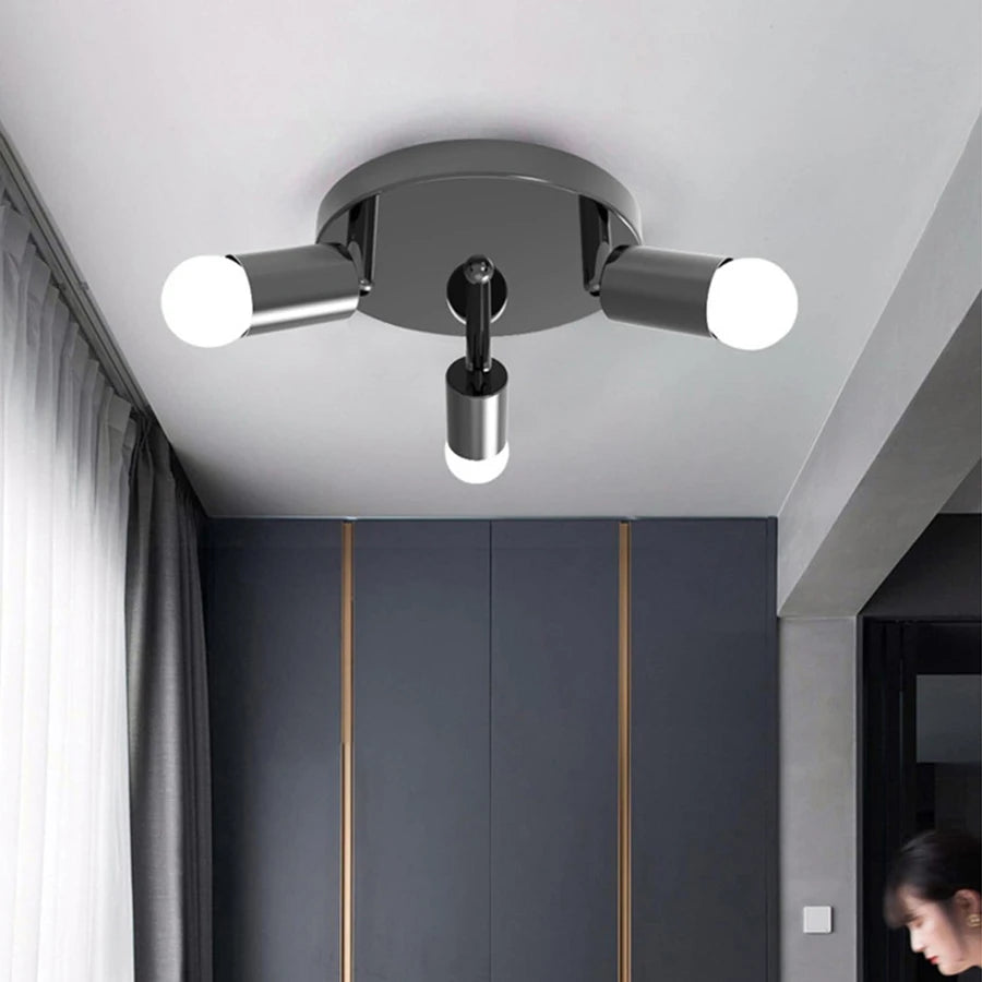 e27 3-Lights Chandelier Rotatable Adjustable Ceiling Light for Living room Dining room Kitchen Ceiling Lamp Black&White&Silver