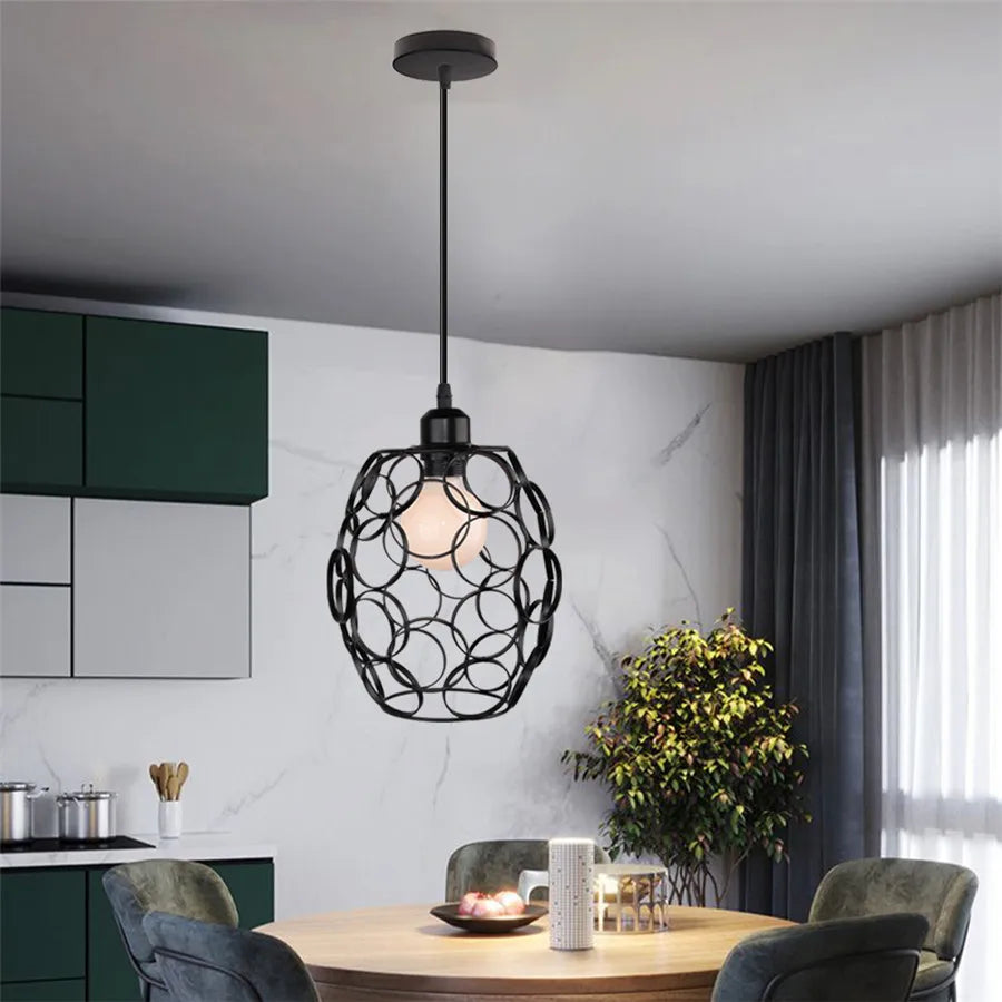 Retro Industrial Metal Pendant Light Vintage Cage Ceiling Hanging Lamp Shade for Bar Dining-room Kitchen Bedroom Hanglamp