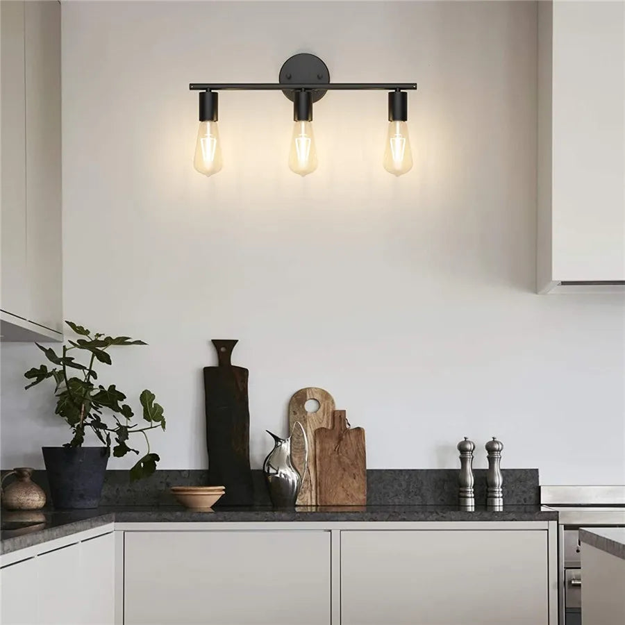 Vintage 1/3 Light Bathroom Mirror Lamp Black Metal Modern Wall Light Indoor Aisle Hallway Living Room Bedroom Decor Wall Lamp