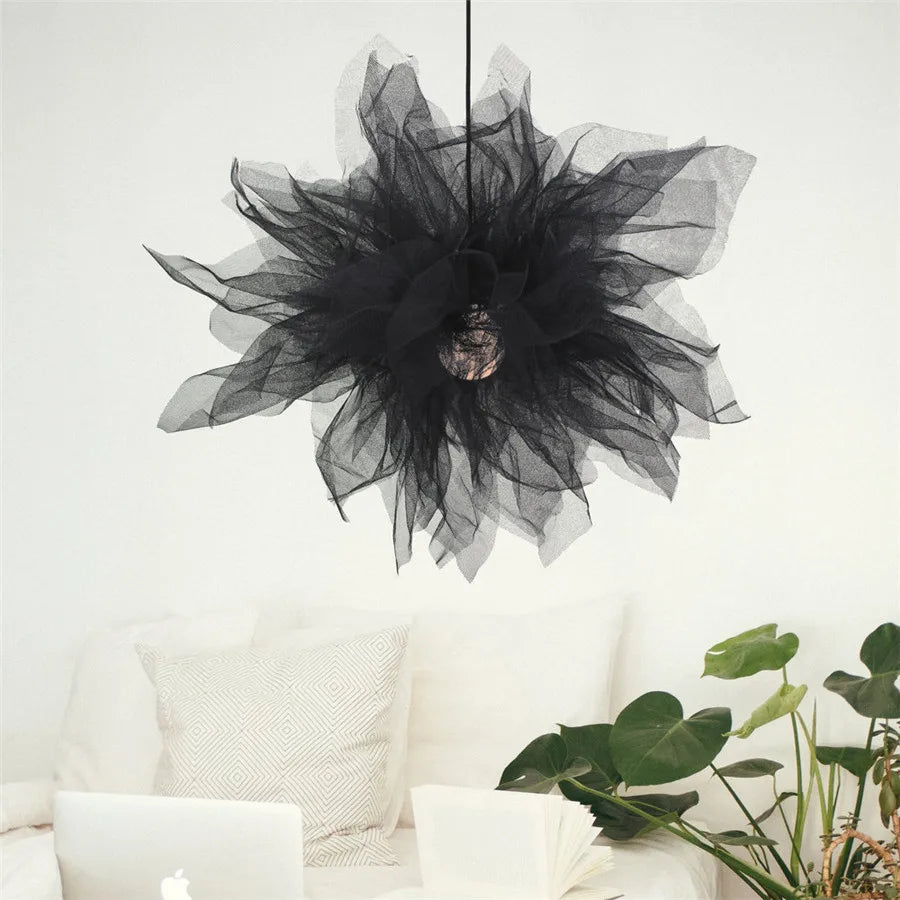 Gauze Flower Chandeliers Nordic Mesh Pendant Lights Modern Art Deco for Bedroom Living Children's Room E27 Ceiling Hanging Lamp
