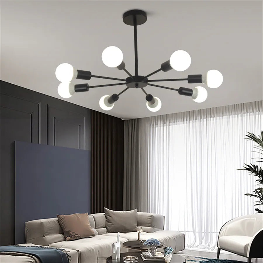 Modern Flush Mount Ceiling Light Metal Art Industrial Living Room Ceiling Lamp Multiple Lights Sputnik Painted Finish Chandelier