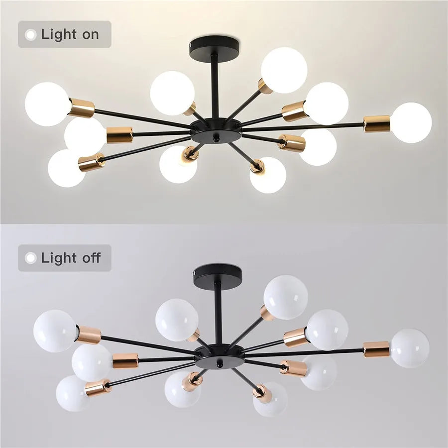 Modern Flush Mount Ceiling Light Metal Art Industrial Living Room Ceiling Lamp Multiple Lights Sputnik Painted Finish Chandelier