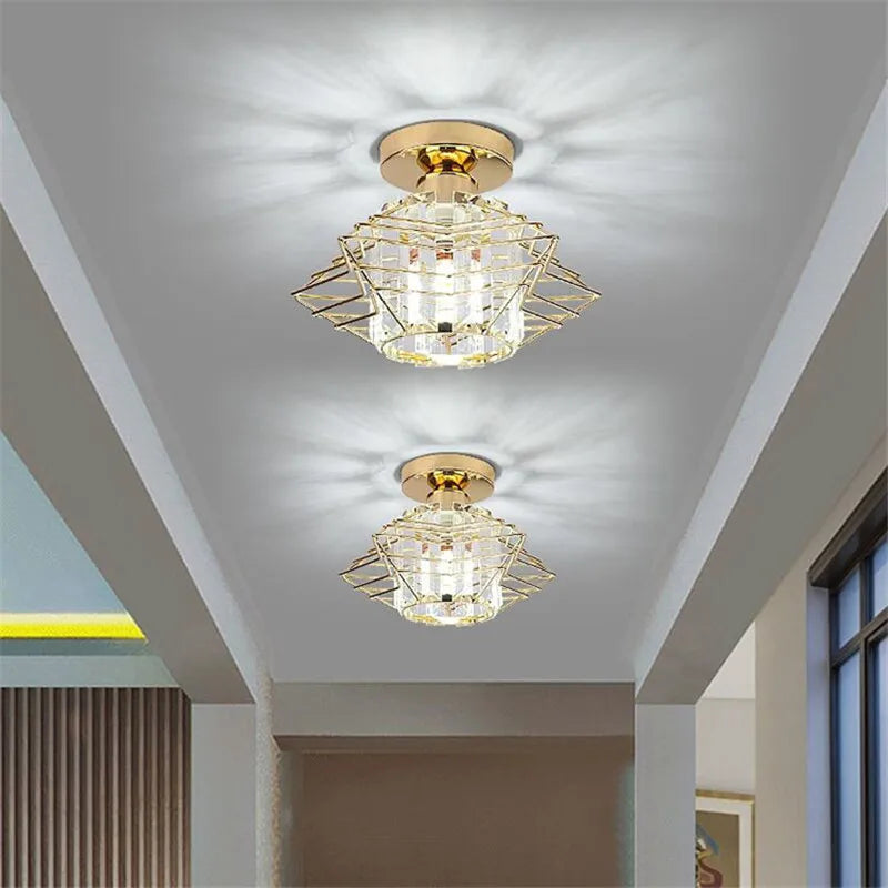 Modern Ceiling Light Creative Crystal Pentastar Lamp for Bedroom Porch Corridor Aisle Balcony Cloakroom Chandelier Indoor Light