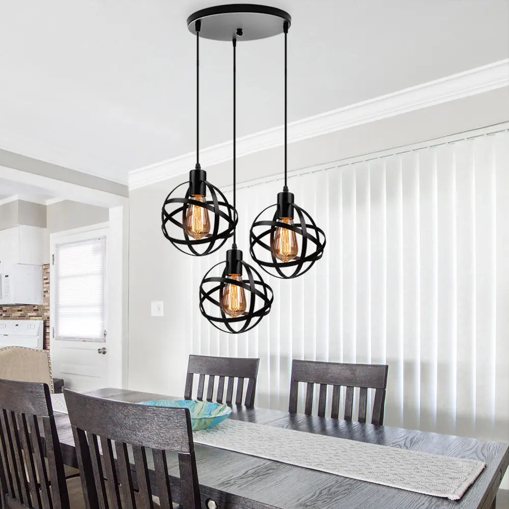 1/3 Heads Industrial Iron Pendant Light Vintage Retro Loft Hanging Lamp E27 Chandelier for Dining Room Bedroom Decor Lighting