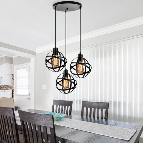 1/3 Heads Industrial Iron Pendant Light Vintage Retro Loft Hanging Lamp E27 Chandelier for Dining Room Bedroom Decor Lighting