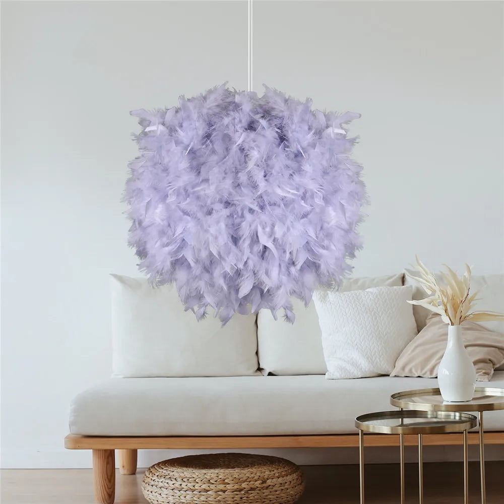 Mordern Feather Pendant Lamp Fairy Hanging Light E27 Lamp Holder for Bedroom Dining Room Cloakroom Shop Chandelier Art Decor