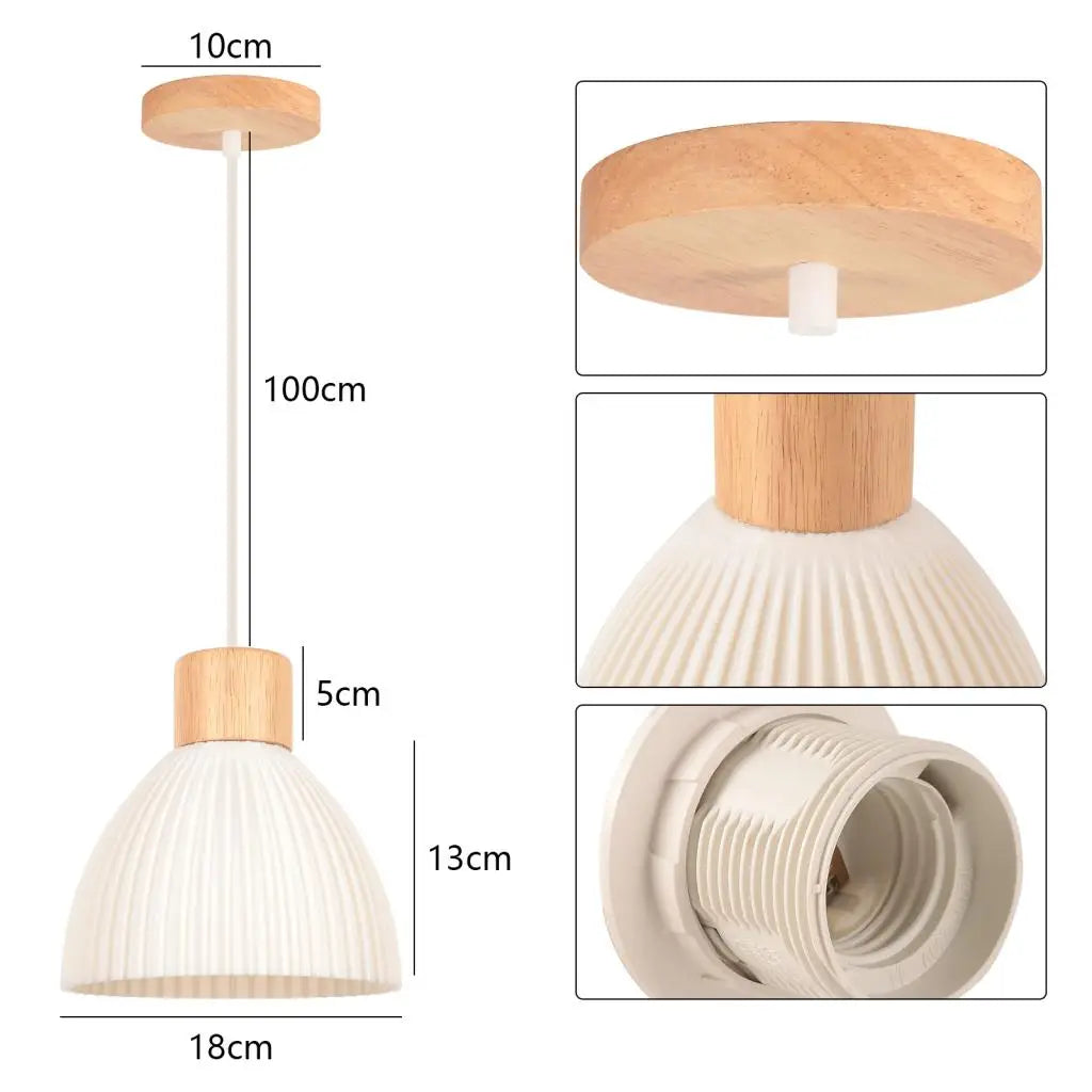 Nordic LED Wood Pendant Light White 3D printing Lampshade  Hanging Lamp Living Dining Room Kitchen Home Lighting Decor Luminaire