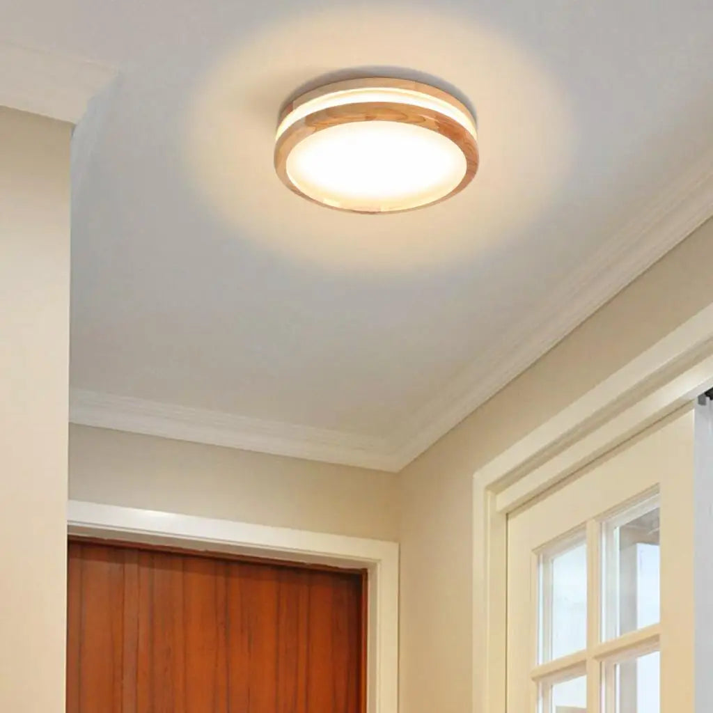 Wood LED Ceiling Lamp for Living Room Bedroom Ceiling Light Modern Nordic Round Indoor Lighting Home Decor Fixture plafonnier