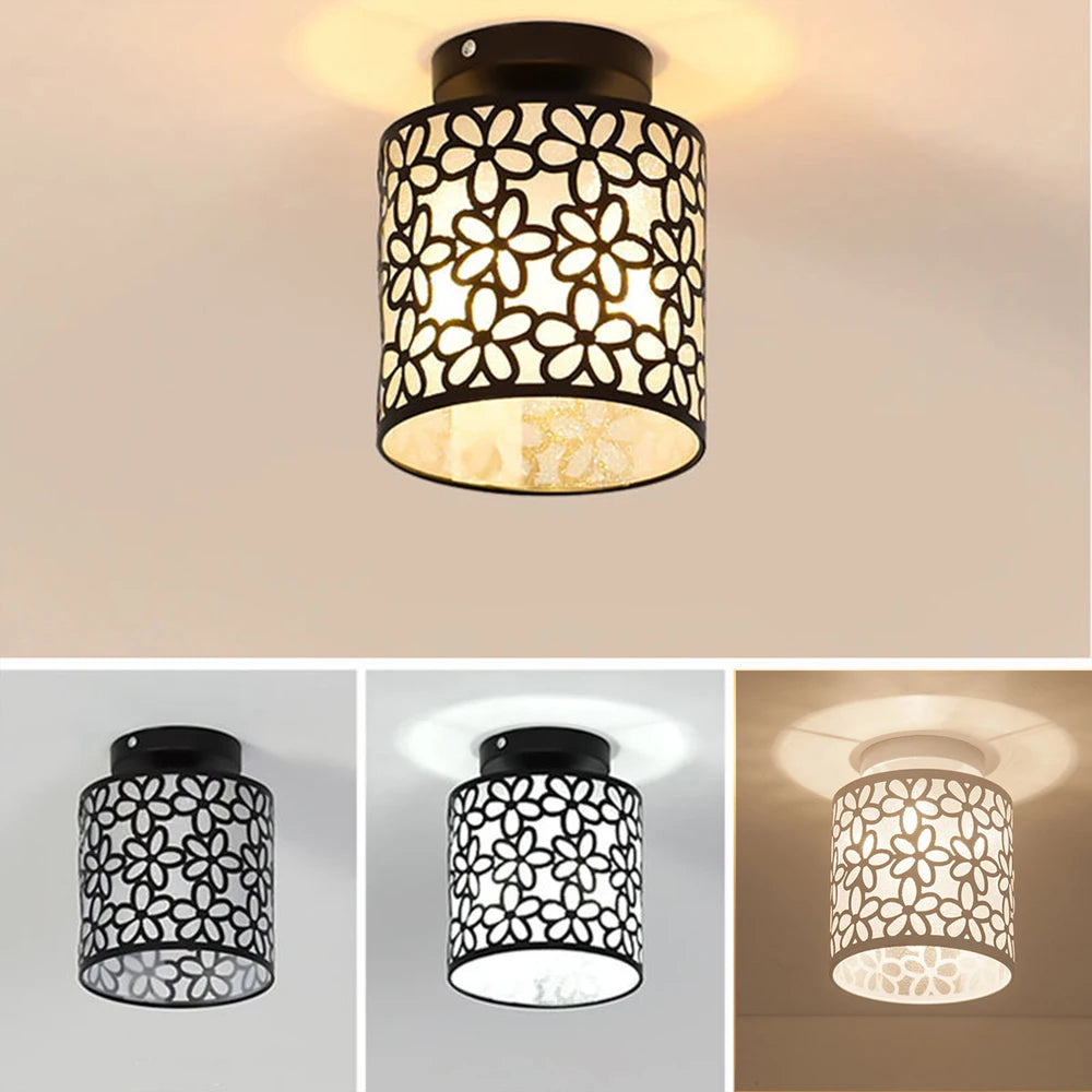 Modern Nordic Ceiling Light Flower Print Loft Ceiling Lamp Shade for Home Bedroom Living Room Kitchen Lighting Art Decor