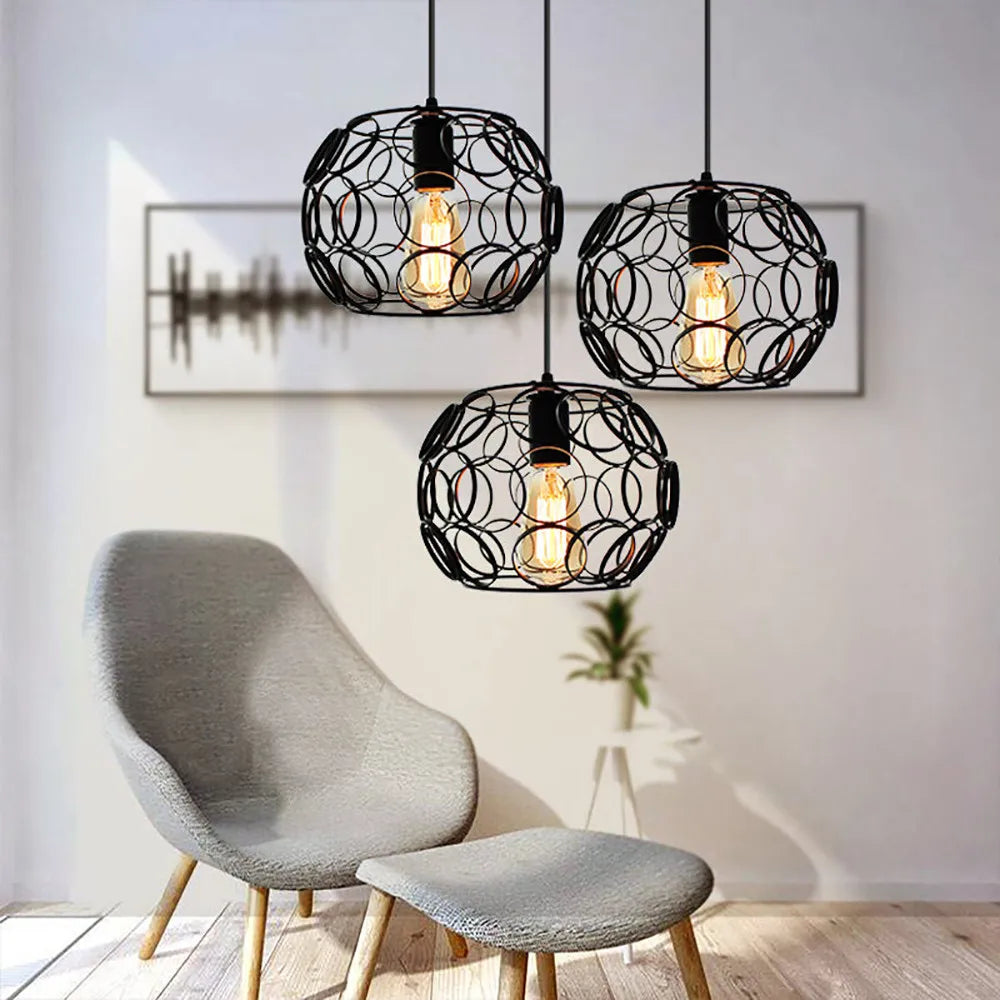 Retro Loft Industrial Pendant Light Modern Metal Cage E27 Hanging Lamp Shade Indoor Lighting Kitchen Living Room Restaurant Deco