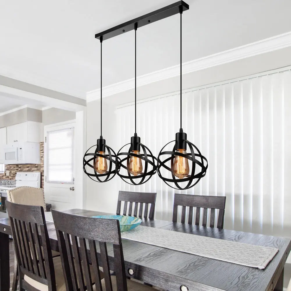 1/3 Heads Industrial Iron Pendant Light Vintage Retro Loft Hanging Lamp E27 Chandelier for Dining Room Bedroom Decor Lighting