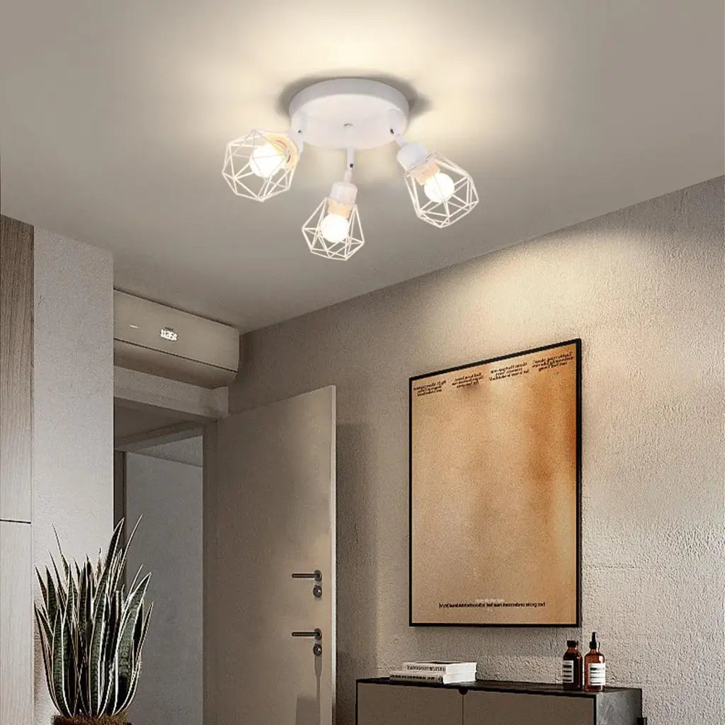 Industrial Ceiling Light Spotlight E27 3 Heads Chandelier Rotatable Adjustable Ceiling Lamp Shade for Living Room Kitchen Lights