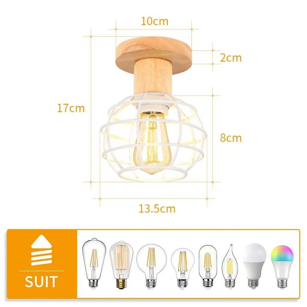 Wood LED Ceiling Light American Loft Corridor Balcony Room Ceiling Lamp Nordic Simple Lights Indoor Lighting Fixture Lamps E27