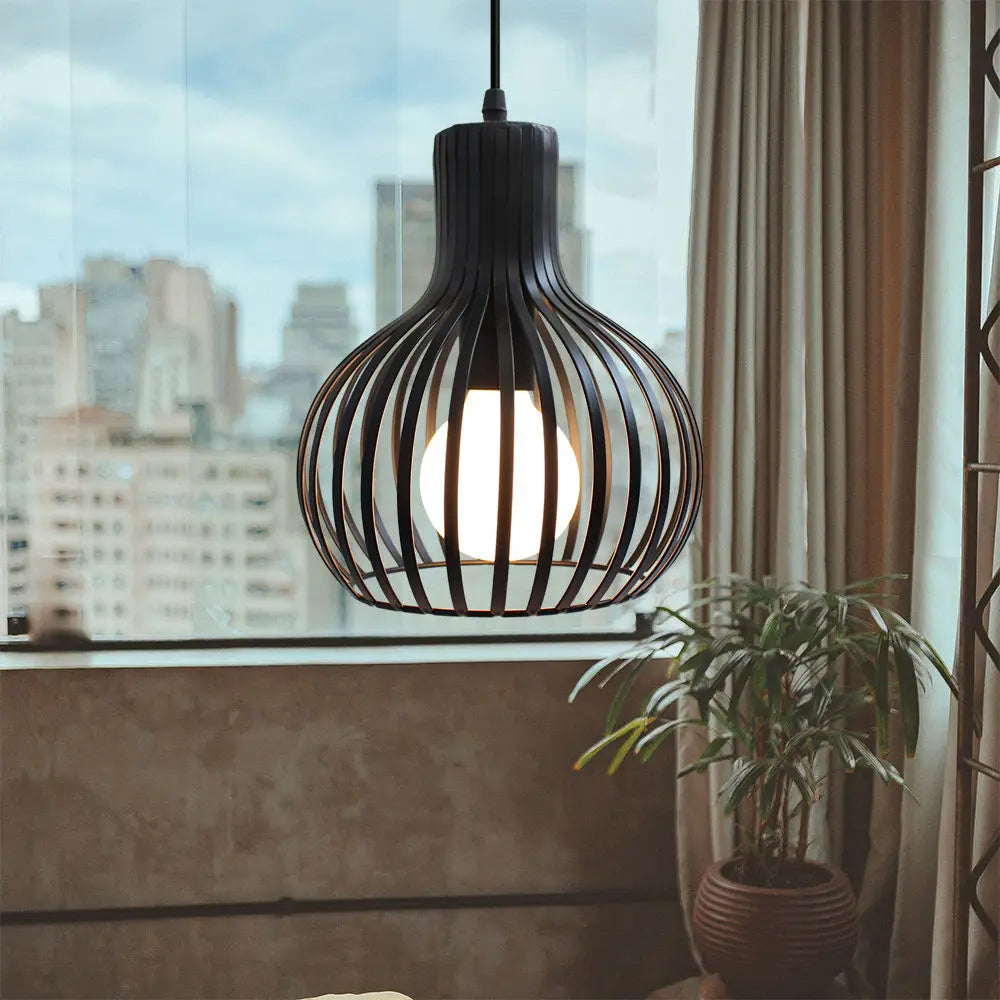 Modern E27 LED Cage Pendant Light Indoor Vintage Retro Chandelier Lighting Fixture Industrial Lamp for Living Room Kitchen Decor