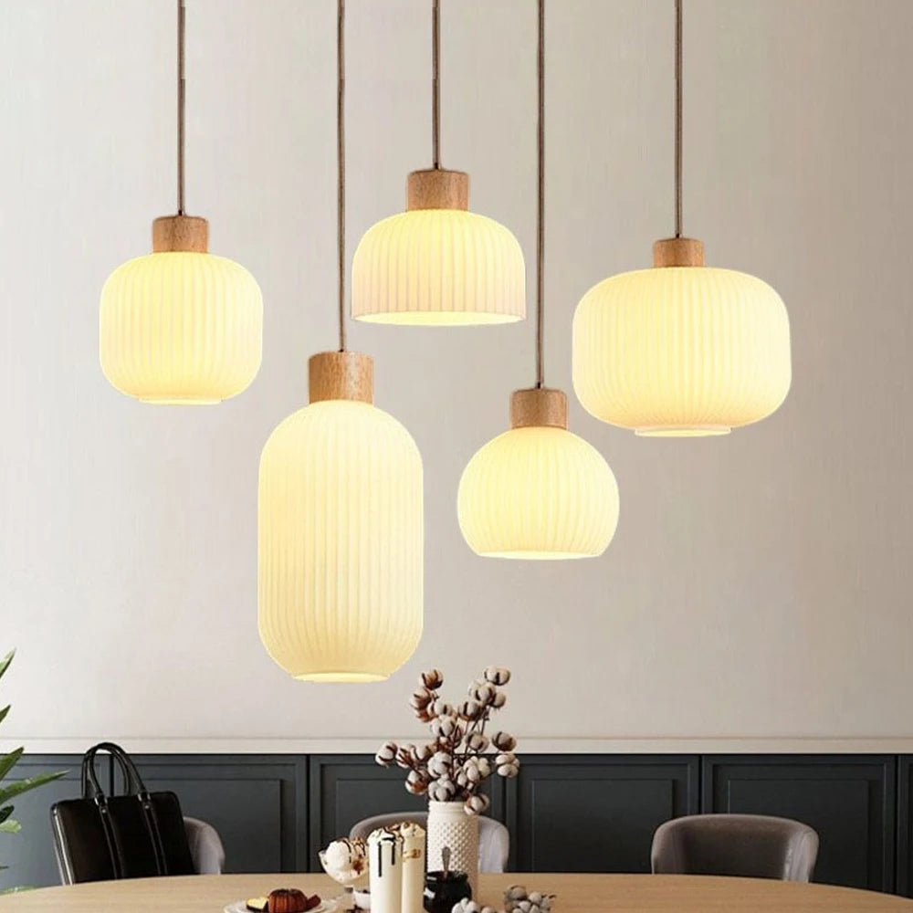 Nordic Minimalist Glass Pendant Lights Japanese LED Hanging Lamps for Dining Living Room Kitchen Bedside Light Home Decoration