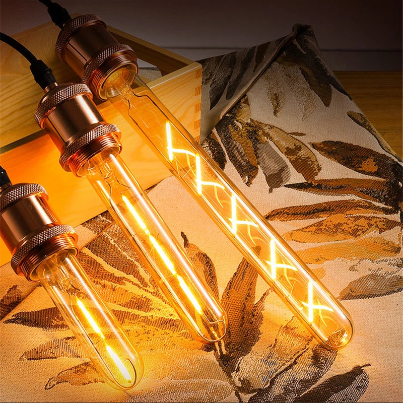 T185 T225 T300 LED Vintage Edison Light LED Bulb E27 2W 3W 4W 5W 6W 7W 8W 220V Long Retro Flame Light Home Decoration