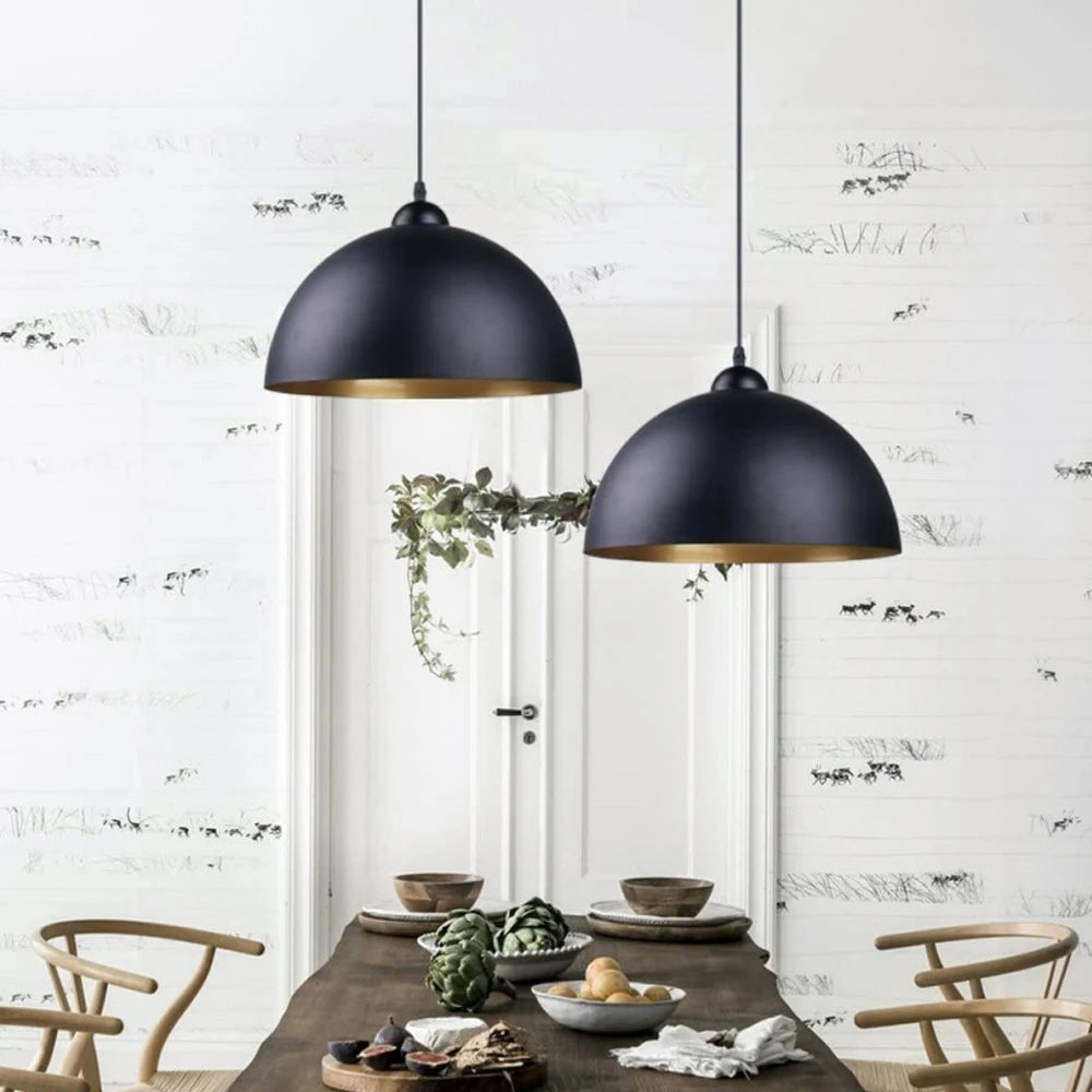 Retro Industrial Pendant Light Shade Nordic Black Metal Cage Lighting Fixture Iron Loft Kitchen Vintage Adjustable Hanging Lamps