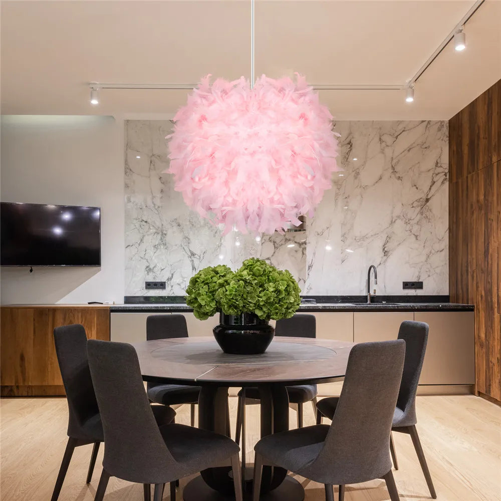 Mordern Feather Pendant Lamp Fairy Hanging Light E27 Lamp Holder for Bedroom Dining Room Cloakroom Shop Chandelier Art Decor