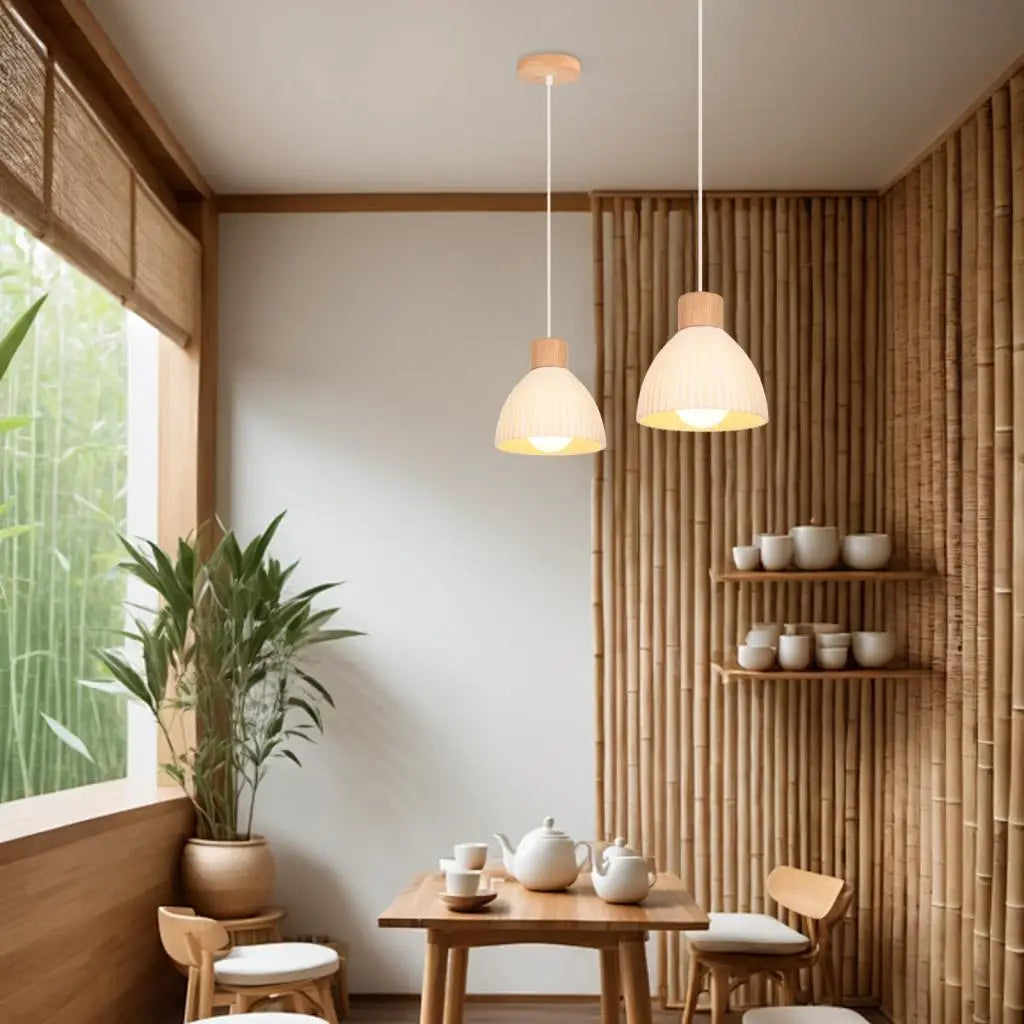 Nordic LED Wood Pendant Light White 3D printing Lampshade  Hanging Lamp Living Dining Room Kitchen Home Lighting Decor Luminaire