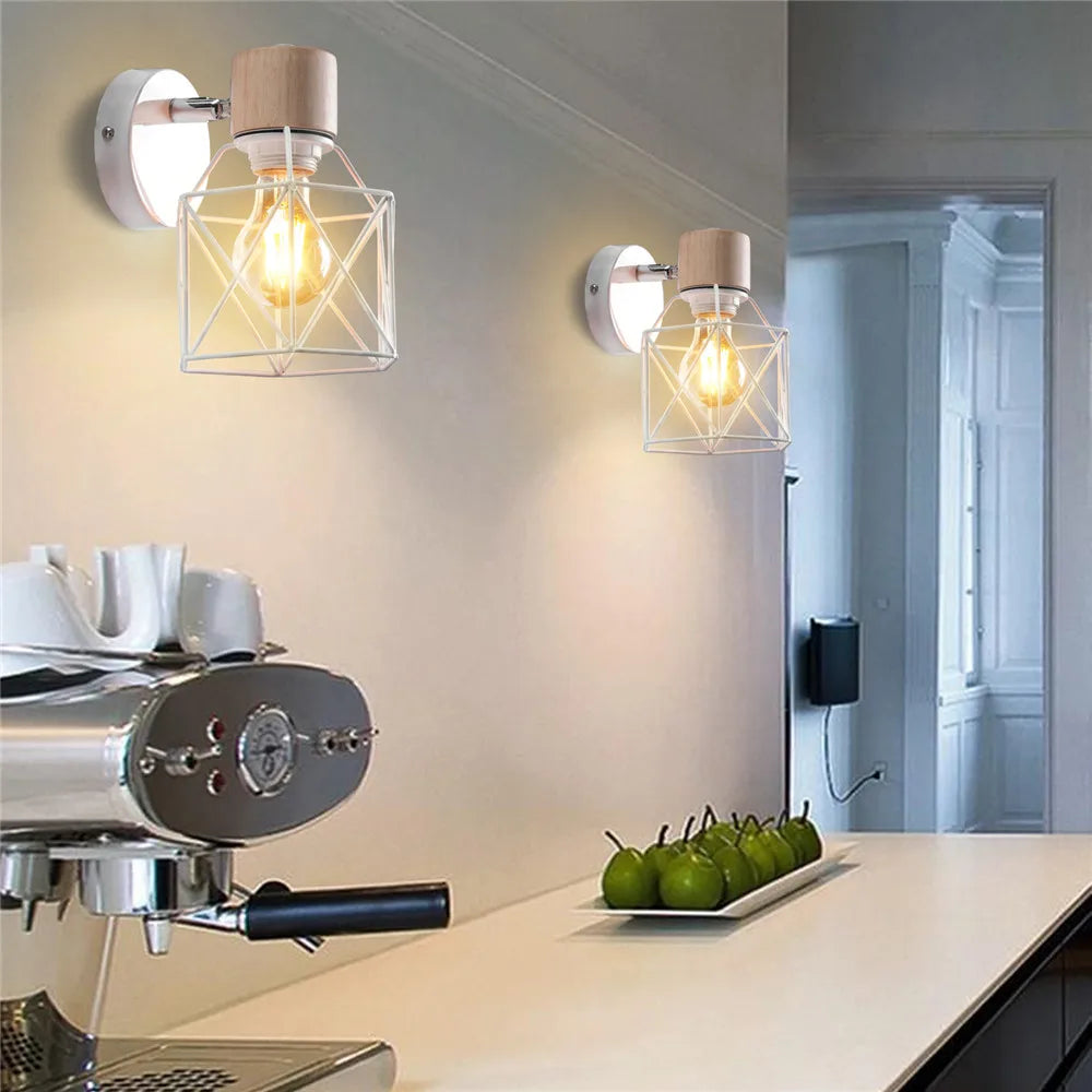 Modern Minimalist Wall Lamp Sconce Nordic Bedside Table Wall Light for Bedroom Bathroon Wooden Iron Cafe Lighting Decoration LED