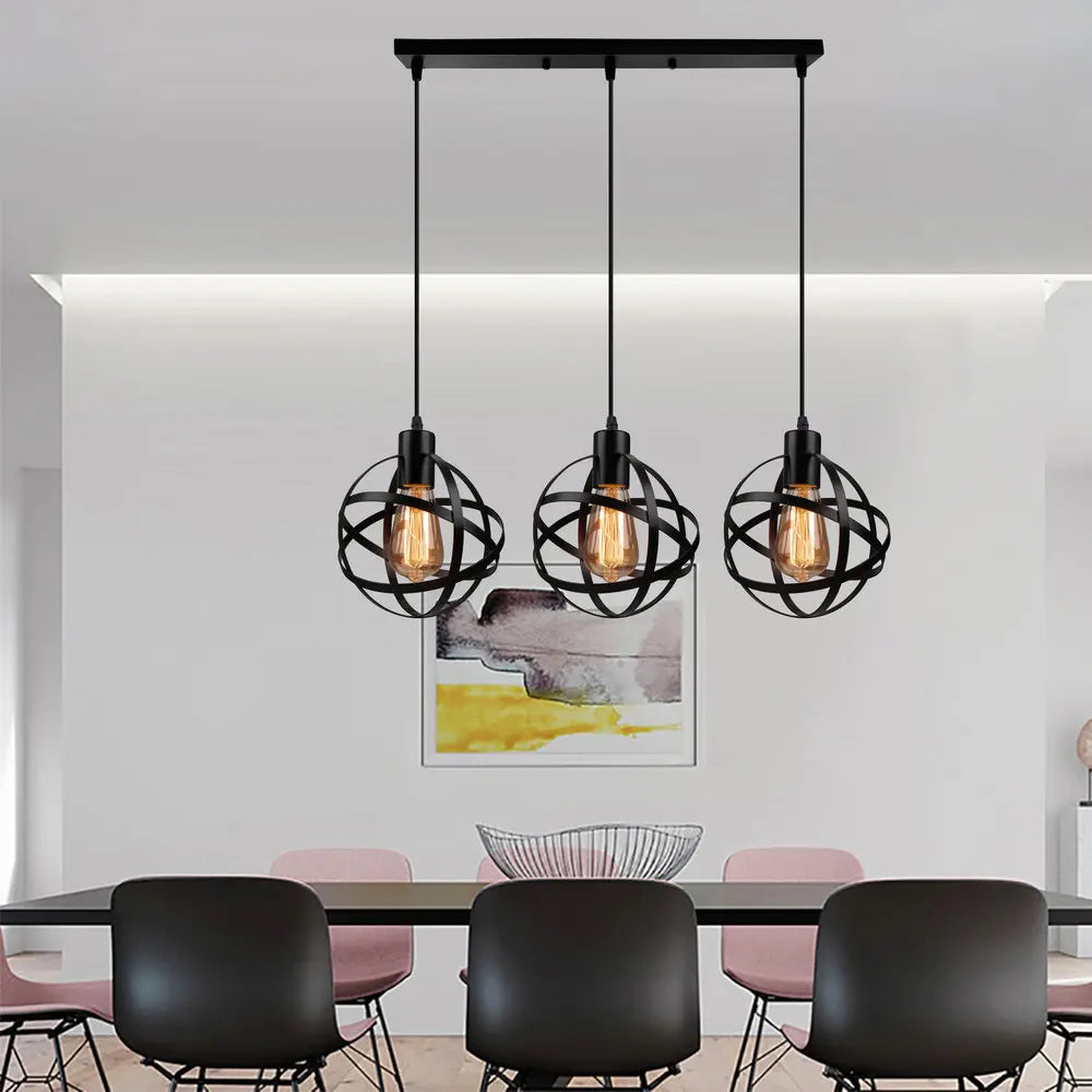 1/3 Heads Industrial Iron Pendant Light Vintage Retro Loft Hanging Lamp E27 Chandelier for Dining Room Bedroom Decor Lighting