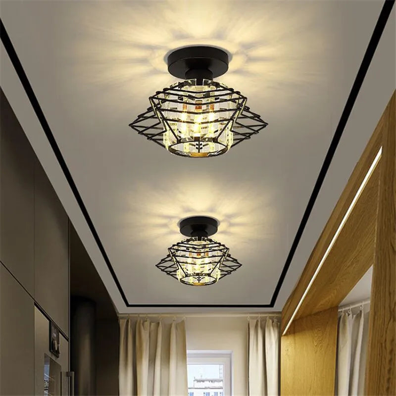 Modern Ceiling Light Creative Crystal Pentastar Lamp for Bedroom Porch Corridor Aisle Balcony Cloakroom Chandelier Indoor Light