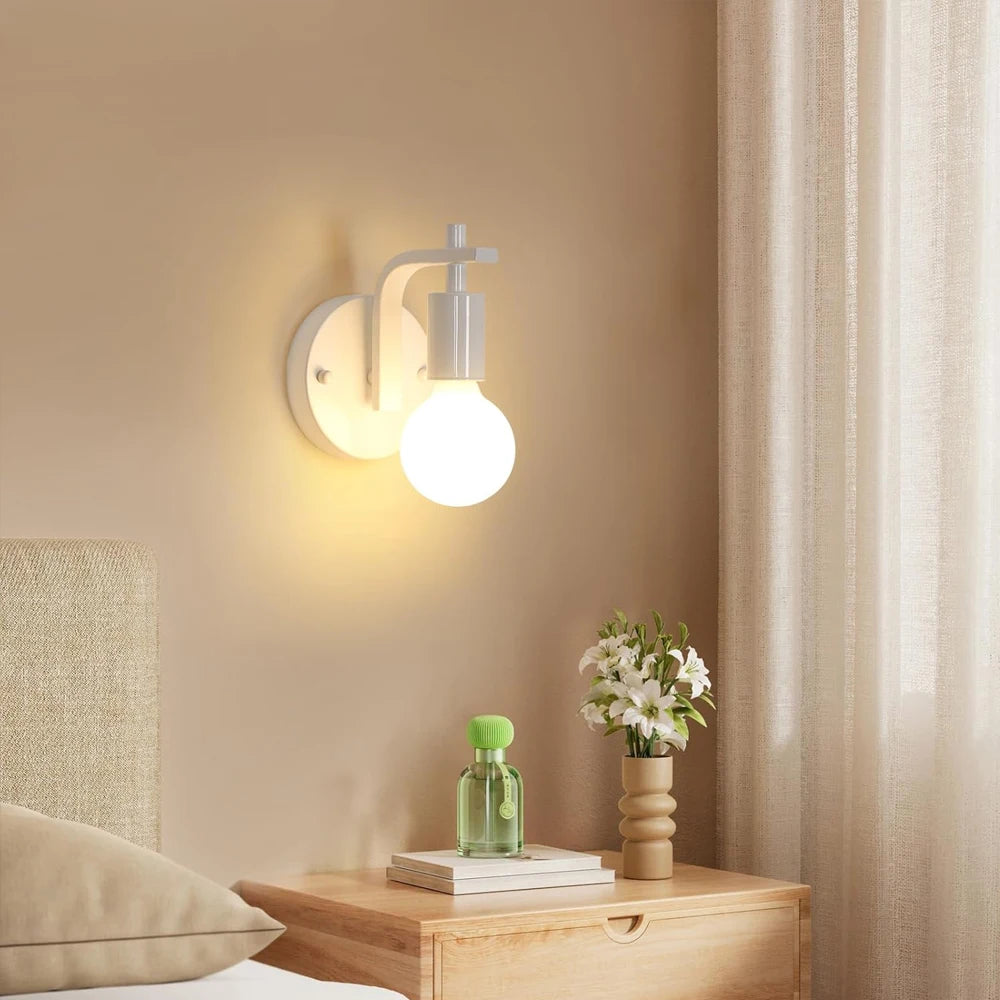 Nordic Modern Wall Lamps Iron Minimalist E27 Indoor Lighting Bedroom Bedside Lamp Sconce Industrial Wall Light Fixtures Decor