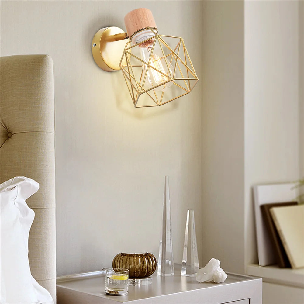 Modern Minimalist Wall Lamp Sconce Nordic Bedside Table Wall Light for Bedroom Bathroon Wooden Iron Cafe Lighting Decoration LED