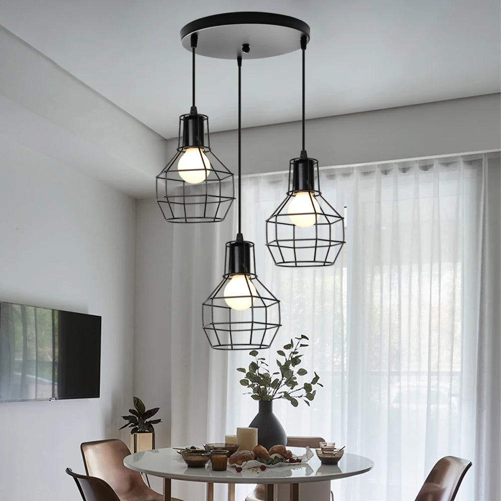 1/3 heads Modern Pendant Light Industrial Vintage Retro Loft  Hanging Lamp for Living Room Bedroom Kitchen Ceiling Chandelier