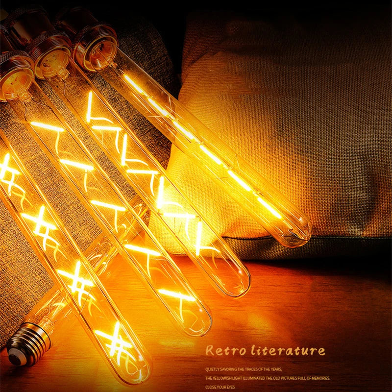 T185 T225 T300 LED Vintage Edison Light LED Bulb E27 2W 3W 4W 5W 6W 7W 8W 220V Long Retro Flame Light Home Decoration