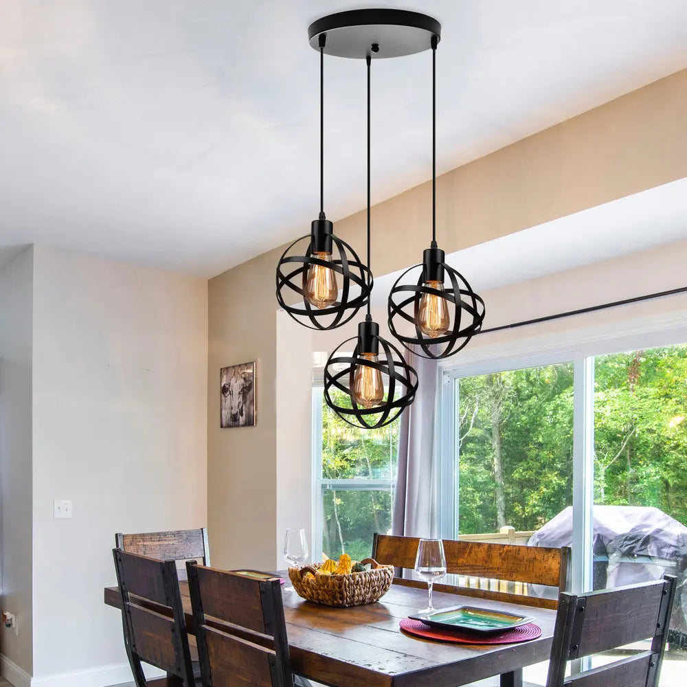 1/3 Heads Industrial Iron Pendant Light Vintage Retro Loft Hanging Lamp E27 Chandelier for Dining Room Bedroom Decor Lighting