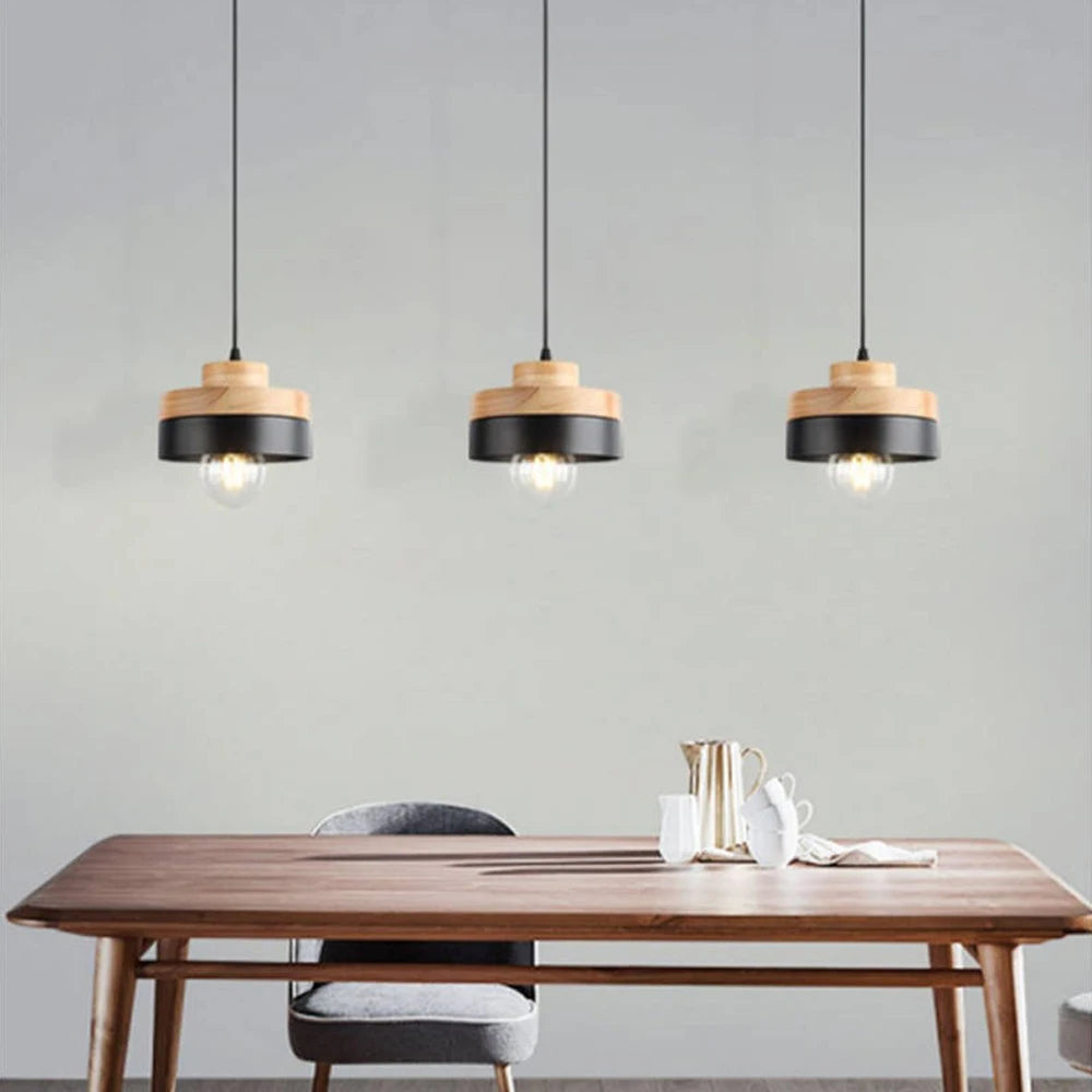 Modern Aluminum Wood Pendant Light Macaron Nordic Hanging Lamp Cafe Restaurant Bedroom Kitchen Colorful Chandelier Home Decor