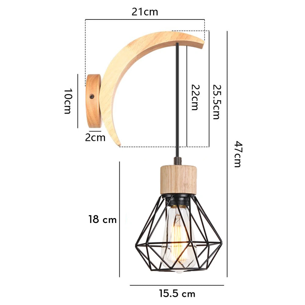 Wood Wall Lamp Vintage Industrial Hemp Rope Wall Light Shade Retro E27 Wall Sconce For Home Loft Indoor Lighting Decor Fixtures