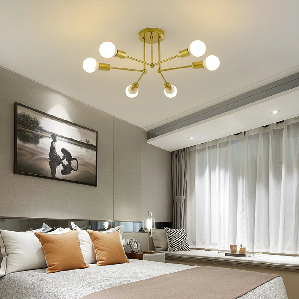 Modern Led Sputnik Ceiling Chandelier Industrial Iron Ceiling Lamp Nordic Minimalist Lights Living Room Home Lighting Decor LED
